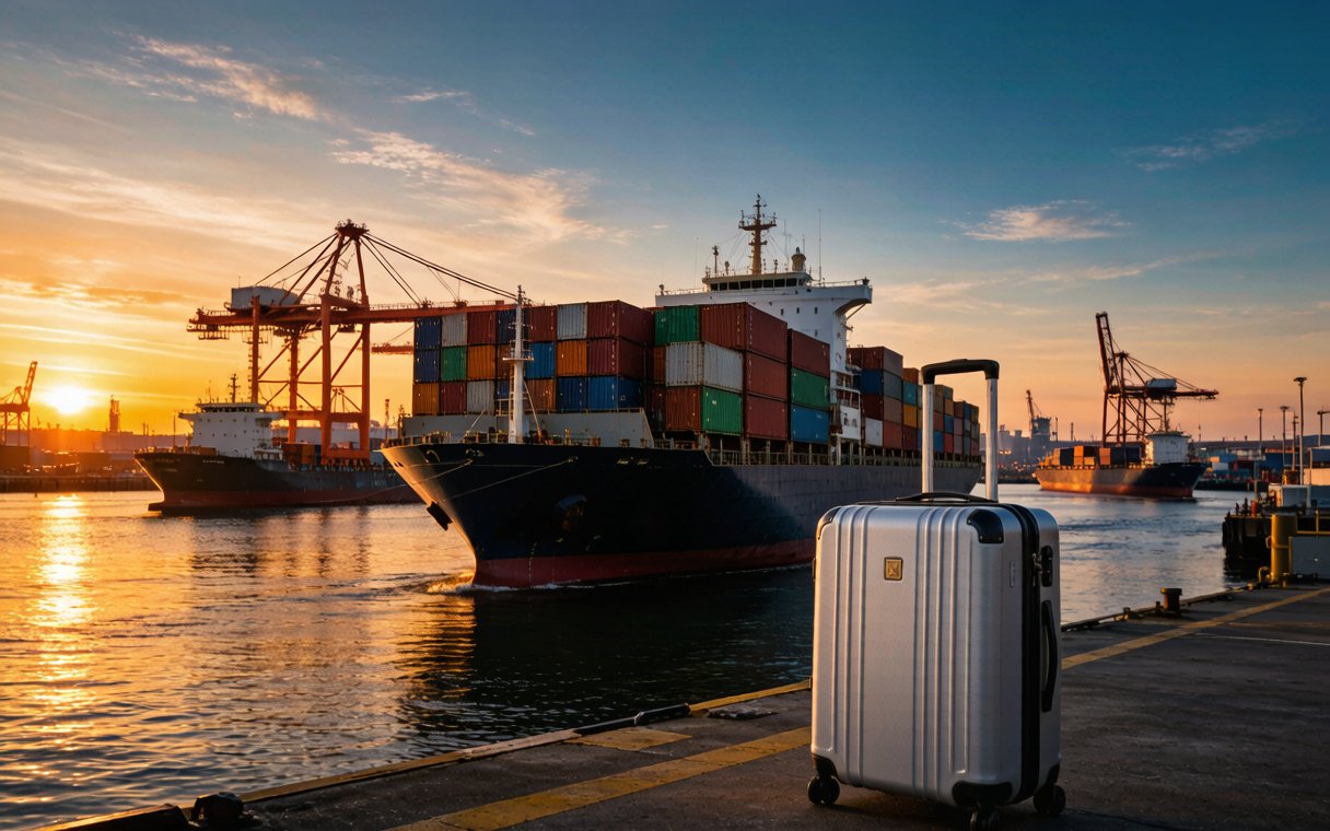 Container ship and luggage imports